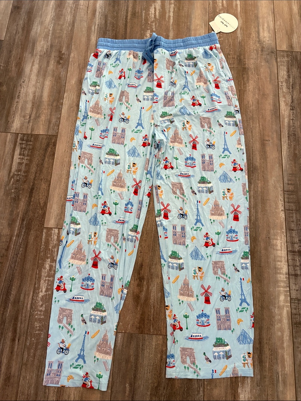 Little sleepies adult pajamas pants bottoms Blue Weekend In Paris Large NEW